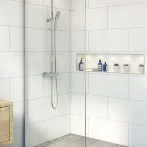 Kingsland frameless wetroom screen for mobiliy bathrooms