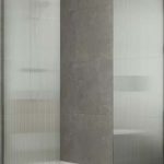 Mayfair fluted shower screen with low profile tray for mobility walk-in shower