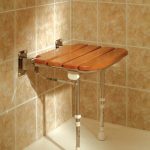 wooden wall mounted fold up mobility shower seat