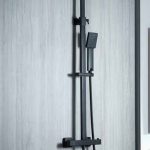 Square head thermostatic shower in black