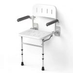 London Wall mounted shower seat with back, arms and adjustable legs