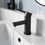 black basin tap with lever handle