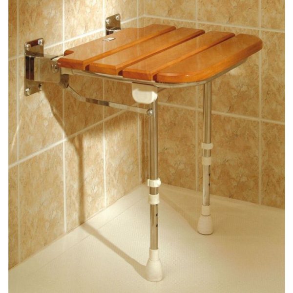 wooden shower seat