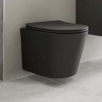 wall hung rimless black toilet