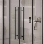 Matt black corner shower enclosure