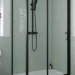 matt black sliding door shower enclosure