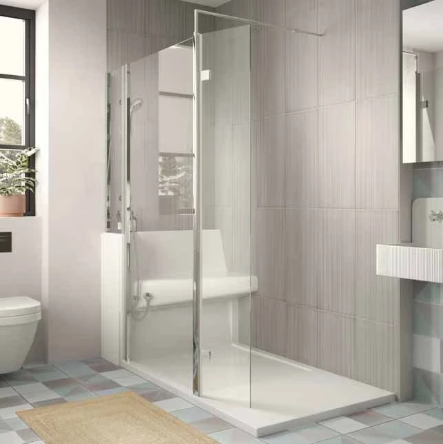 Troy Walk-in shower enclosure with shower and seat can be installed in under a day