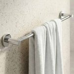 chrome towel rail with towel