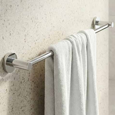 chrome towel rail with towel